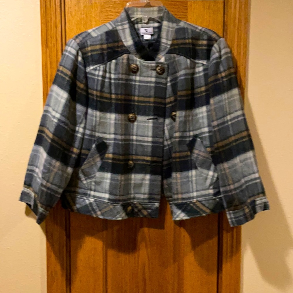 Worthington Plaid Double Breasted Jacket L